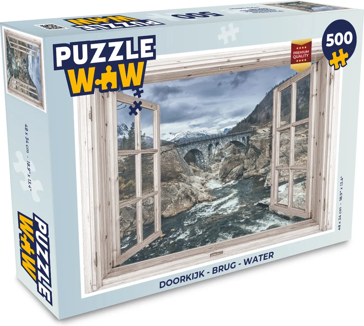 PuzzleWow Doorkijk Brug Water Legpuzzel 500 Stuks - Multicolor