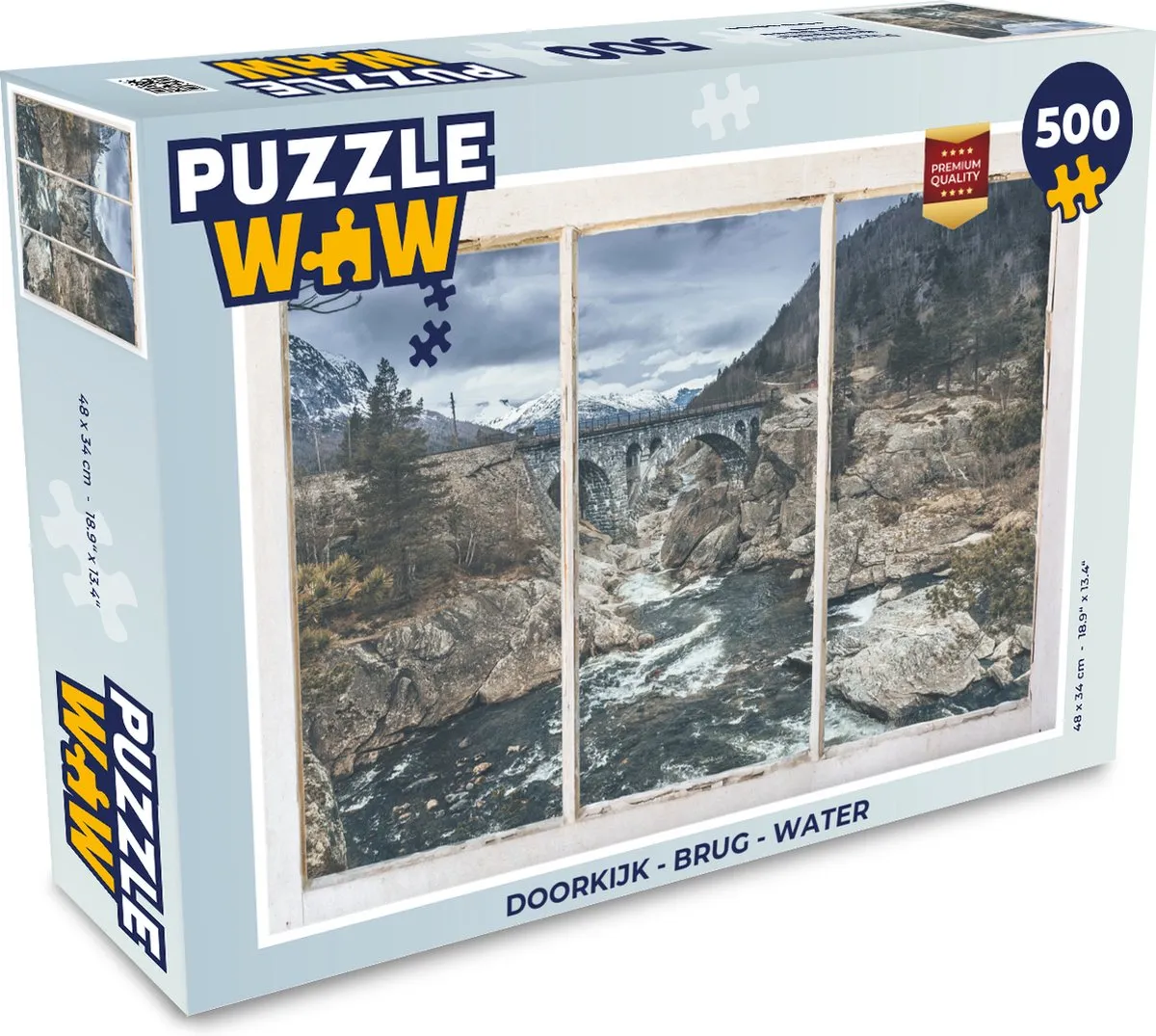 PuzzleWow Doorkijk Brug Water Legpuzzel 500 Stuks - Multicolor