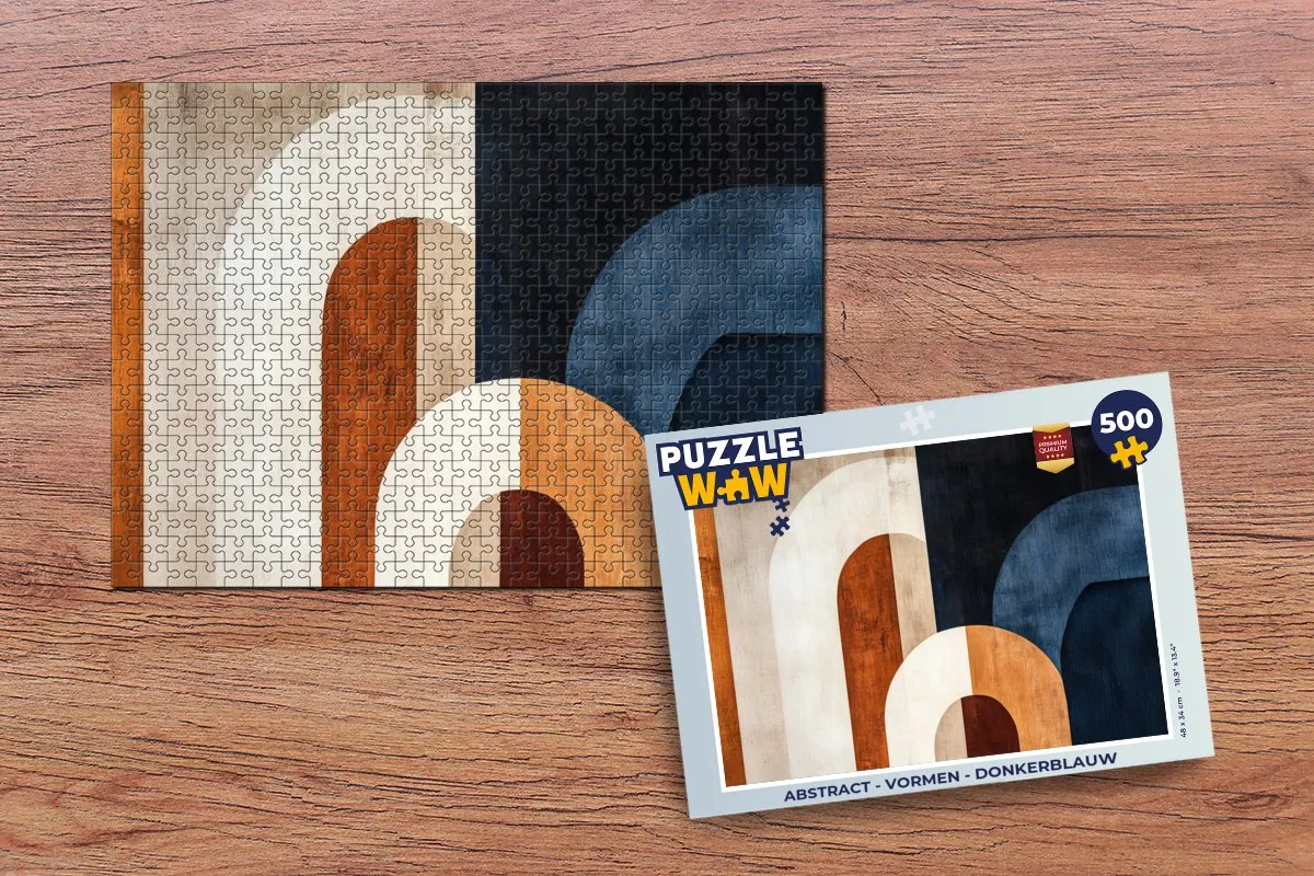PuzzleWow Abstract Vormen Legpuzzel 500 Stuks - Donkerblauw