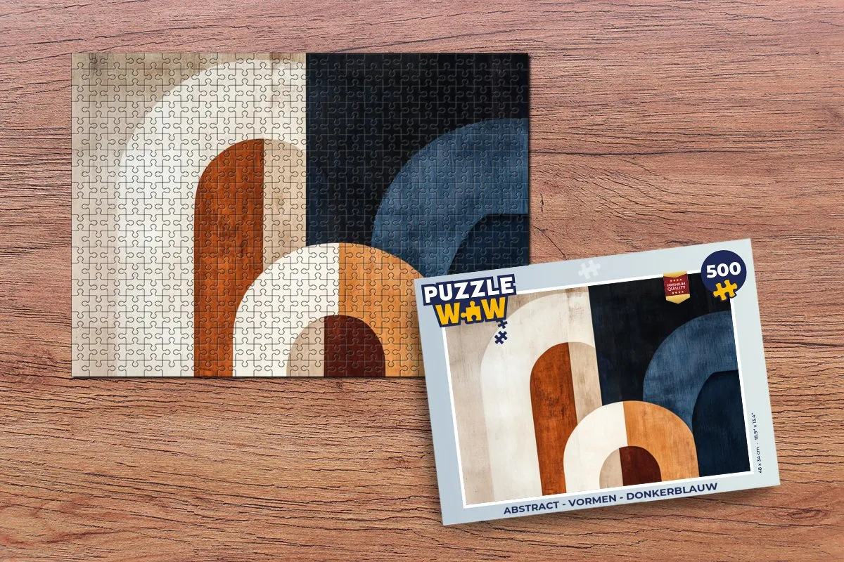 PuzzleWow Abstract Vormen Legpuzzel 500 Stuks - Donkerblauw