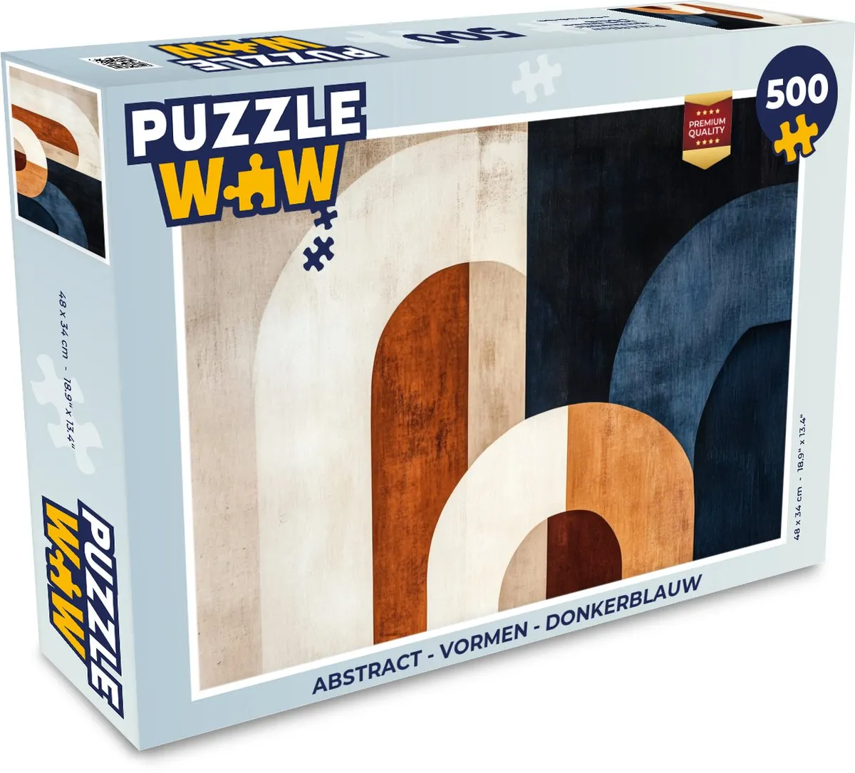 PuzzleWow Abstract Vormen Legpuzzel 500 Stuks - Donkerblauw