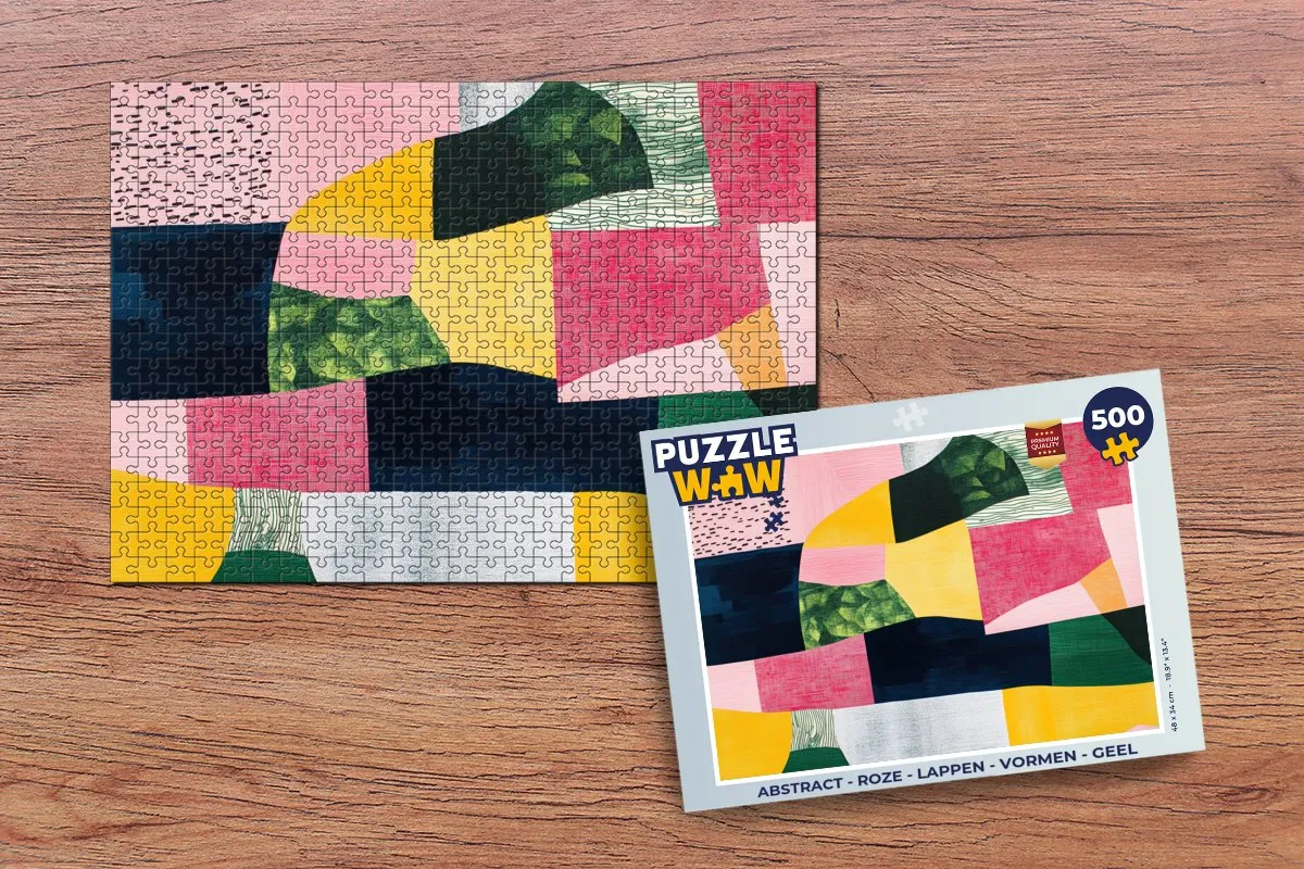 PuzzleWow Abstract Legpuzzel 500 Stuks - Roze/Geel