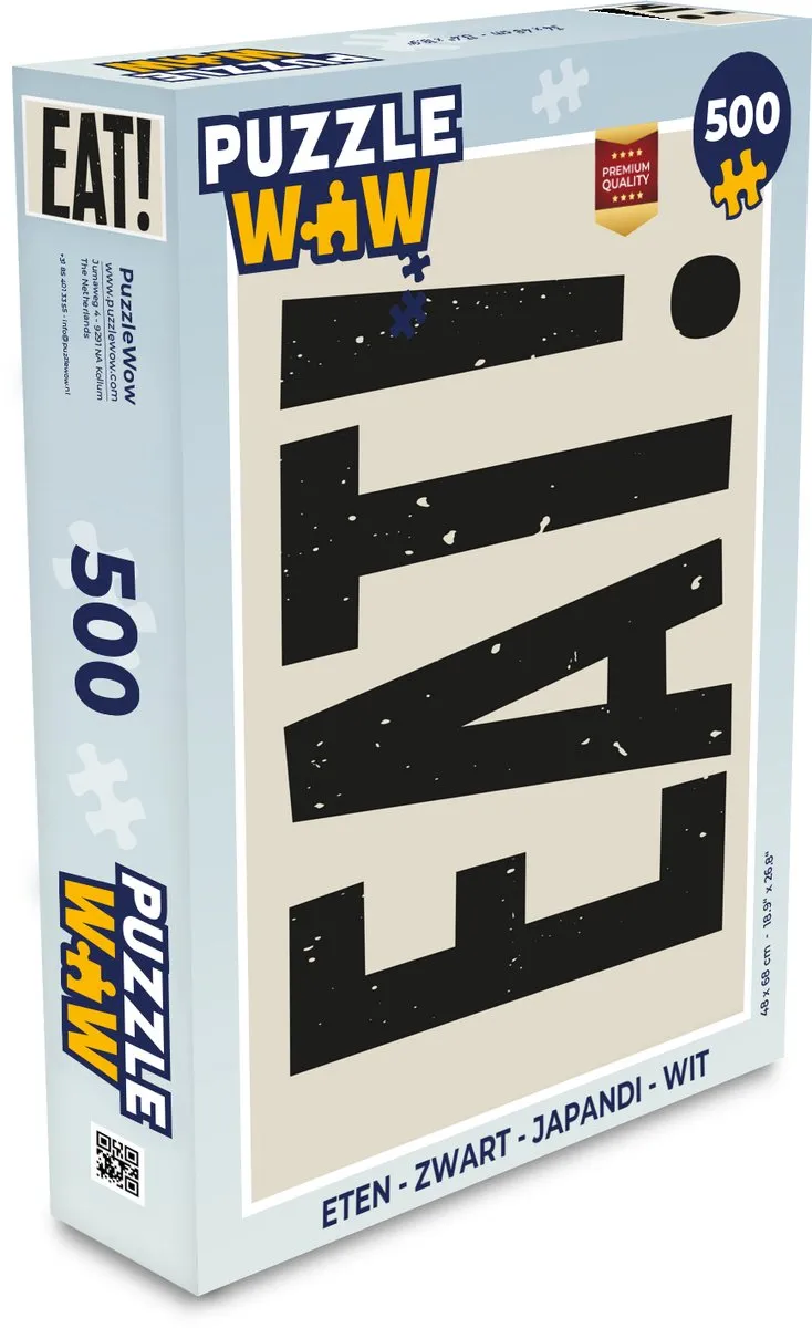 PuzzleWow Eten Puzzel 500 Stuks - Zwart