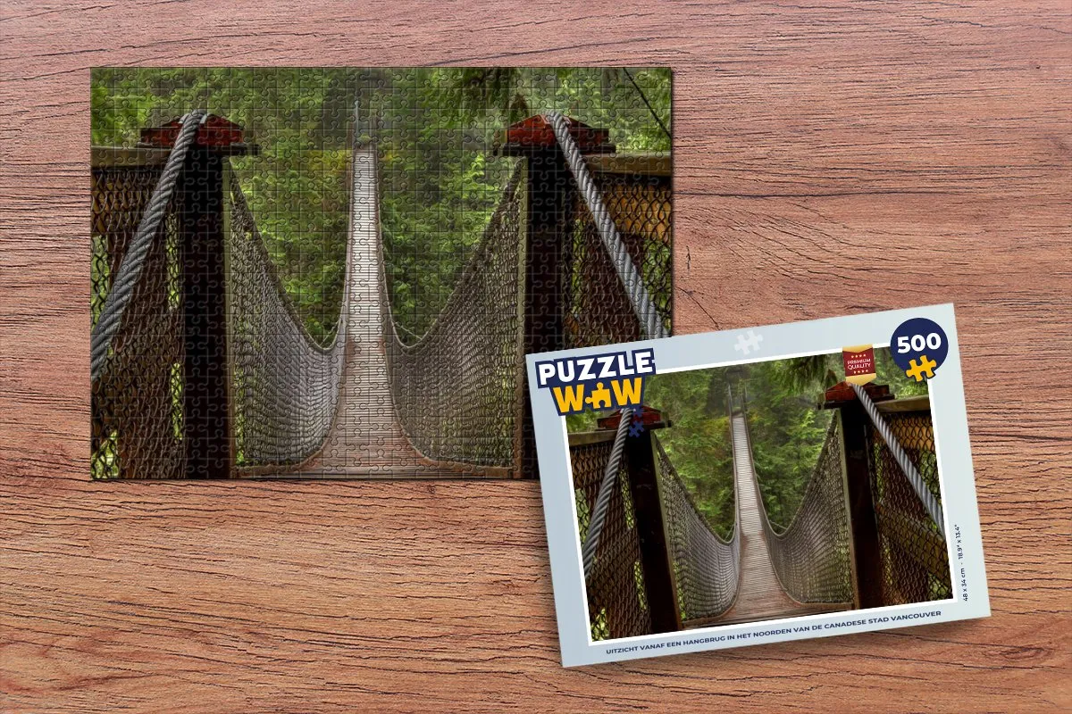 PuzzleWow Vancouver Hangbrug Legpuzzel 500 Stuks - Multicolor