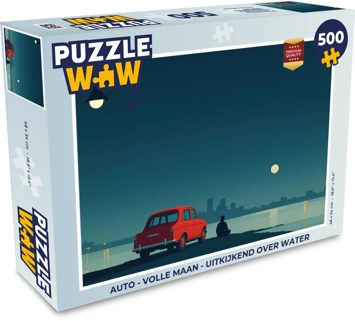 PuzzleWow Volle Maan Uitkijkend Over Water Legpuzzel 500 Stuks - Water/Maan