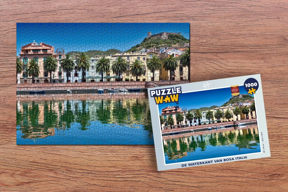 PuzzleWow Legpuzzel De Waterkant Bosa Italië 1000 Stuks - Multicolor