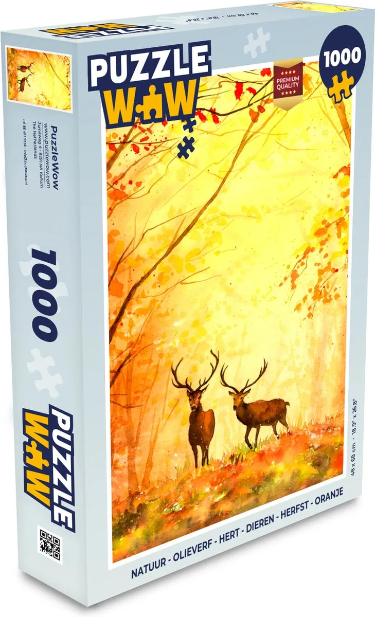PuzzleWow Natuur Hert Legpuzzel 1000 Stuks - Multicolor