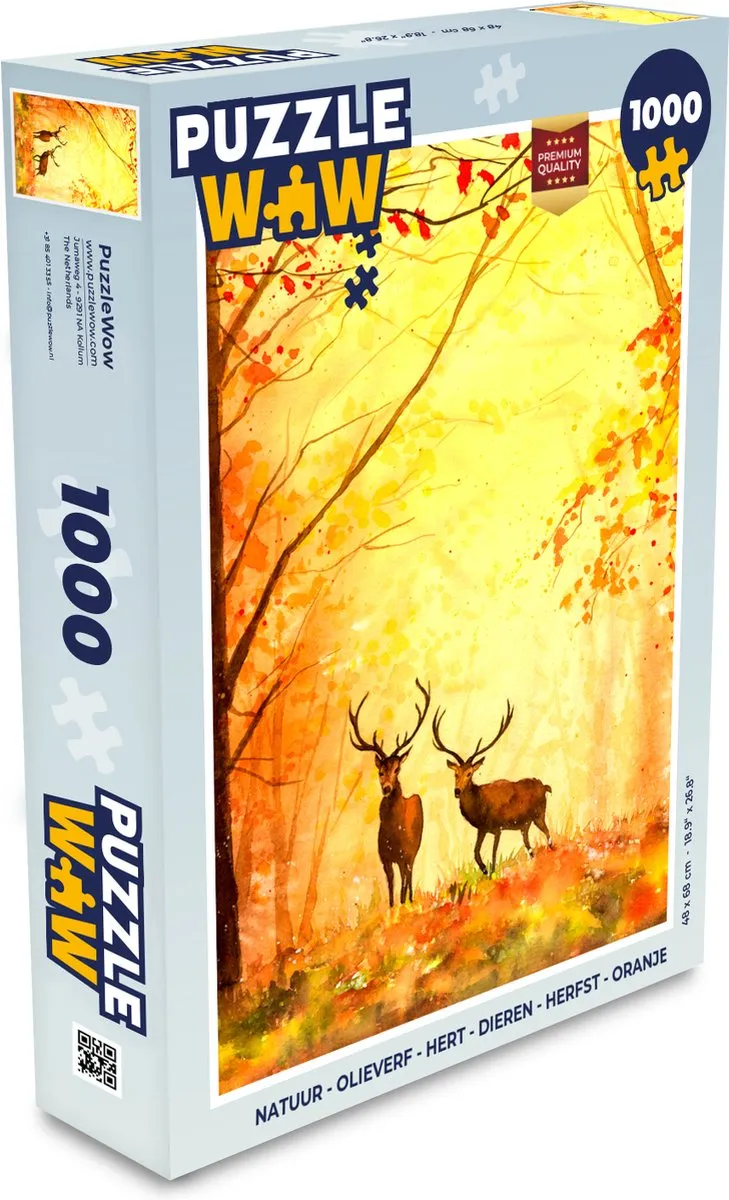 PuzzleWow Natuur Hert Legpuzzel 1000 Stuks - Multicolor