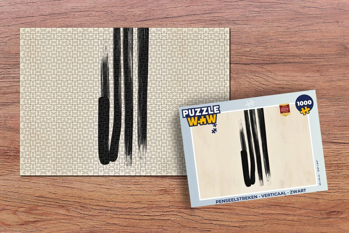 PuzzleWow Penseelstreken Verticaal 1000 Stuks - Zwart