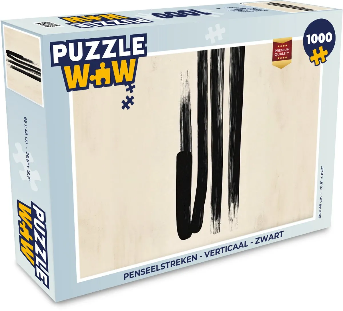 PuzzleWow Penseelstreken Verticaal 1000 Stuks - Zwart