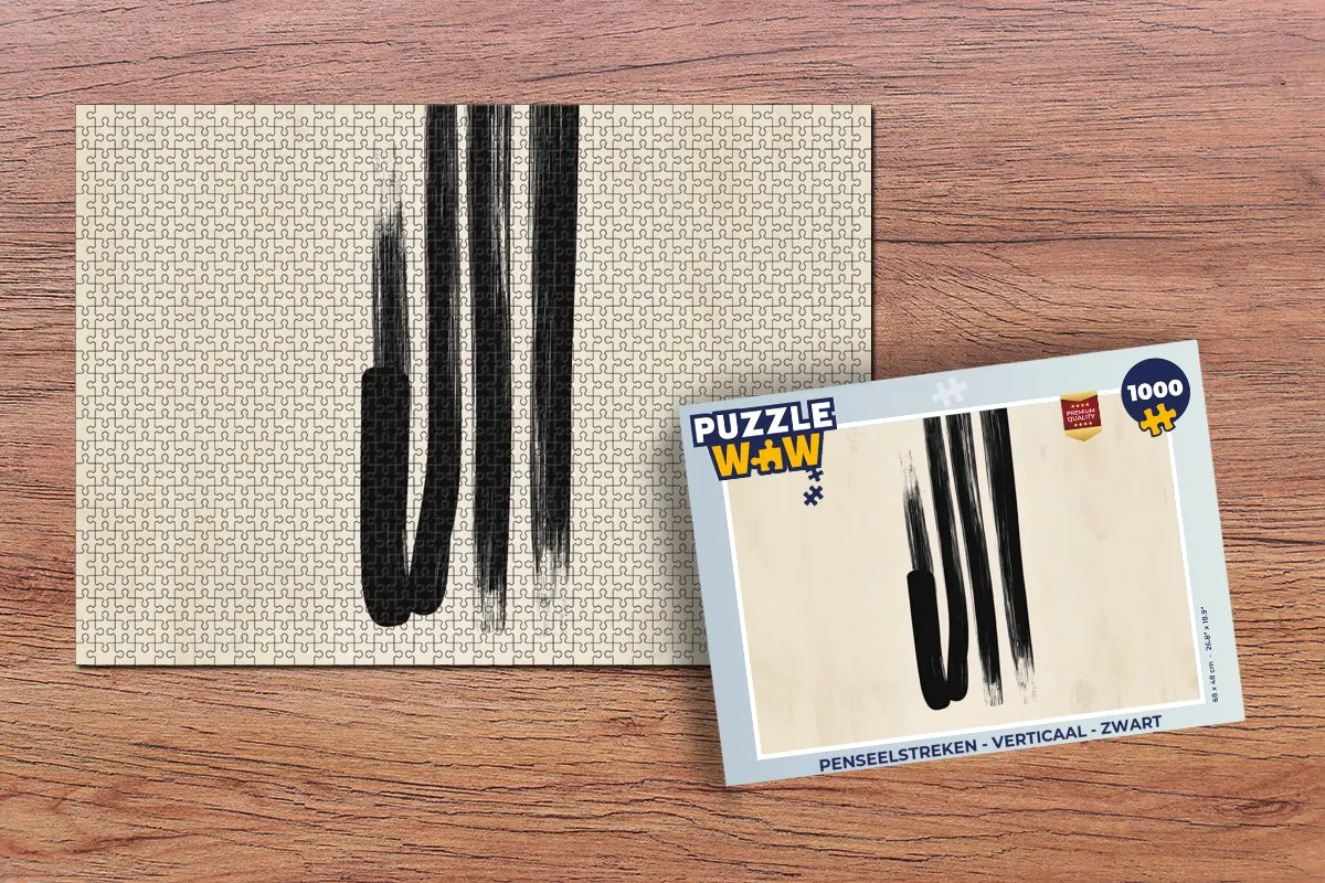 PuzzleWow Penseelstreken Verticaal 1000 Stuks - Zwart