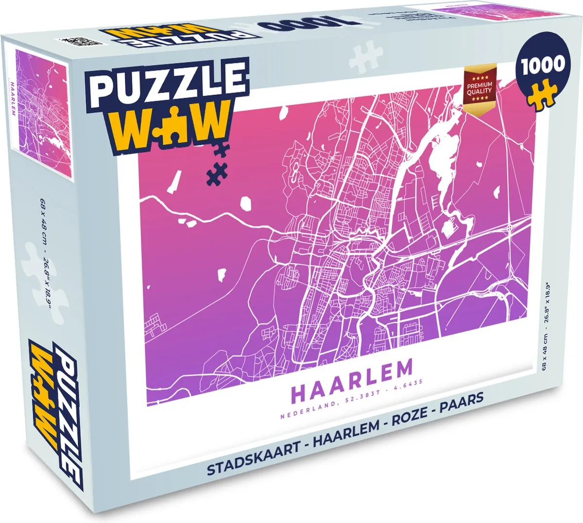 PuzzleWow Stadskaart Haarlem Legpuzzel 1000 Stuks