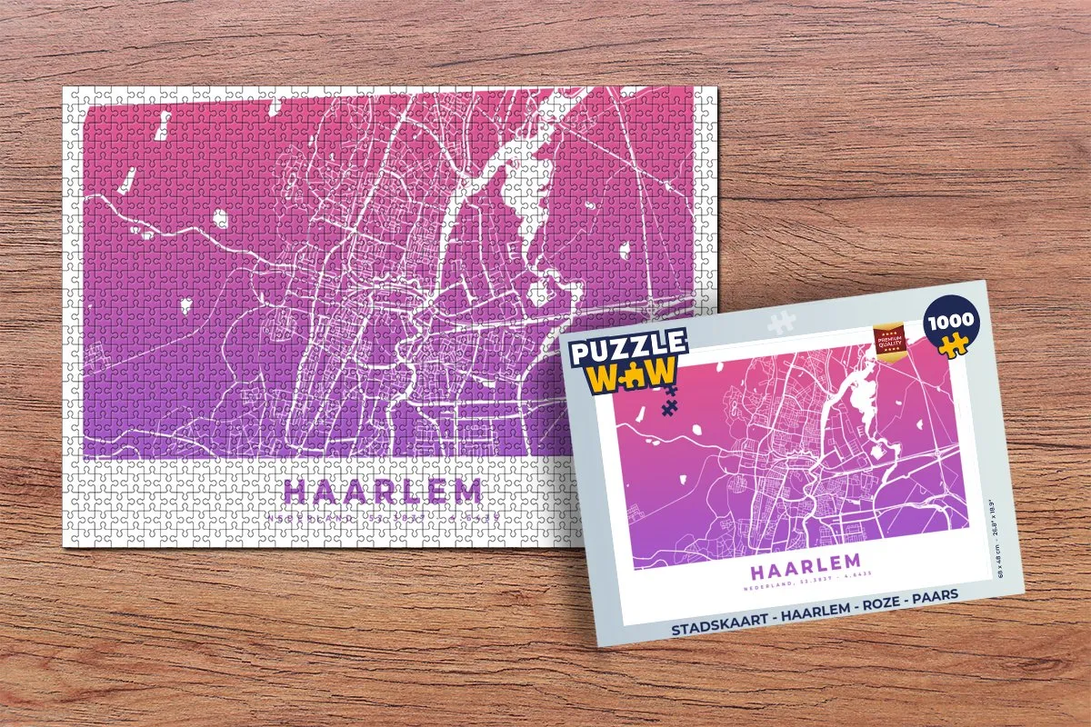 PuzzleWow Stadskaart Haarlem Legpuzzel 1000 Stuks - Multicolor