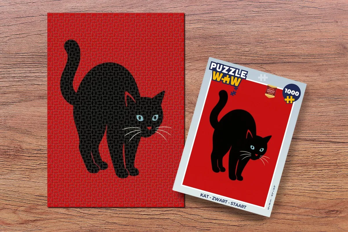PuzzleWow Kat Staart Legpuzzel 1000 Stuks - Zwart/Rood