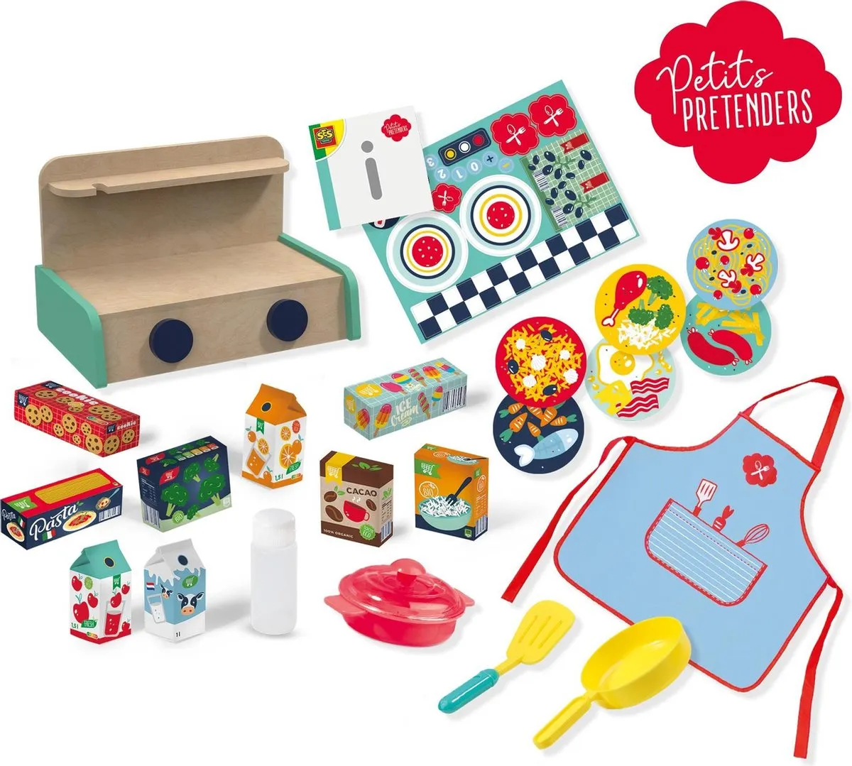 SES Creative Petits Pretenders Mega Keukenset - Houten - Inclusief pannen en accessoires