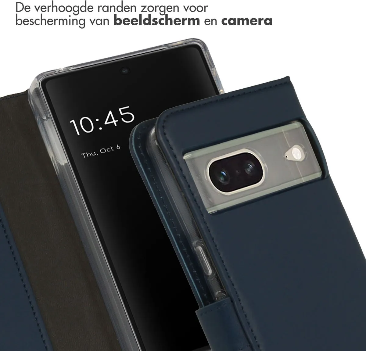 Selencia Hoesje Google Pixel 7 - Echt Lederen Bookcase Blauw