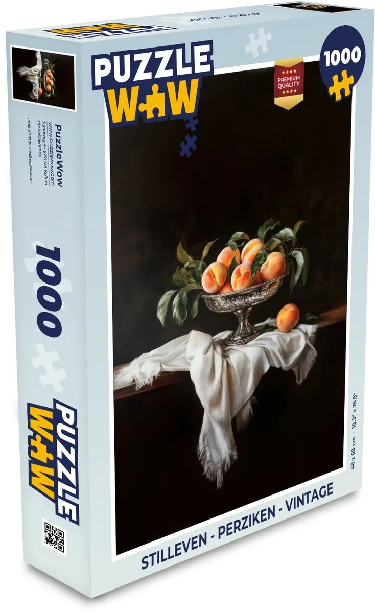PuzzleWow Stilleven Perziken Legpuzzel 1000 Stuks
