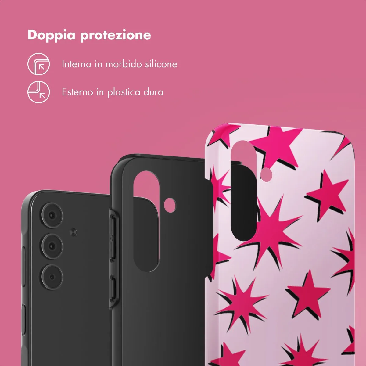Selencia Hoesje Samsung Galaxy A55 - Stars Rubine Red Light Pink