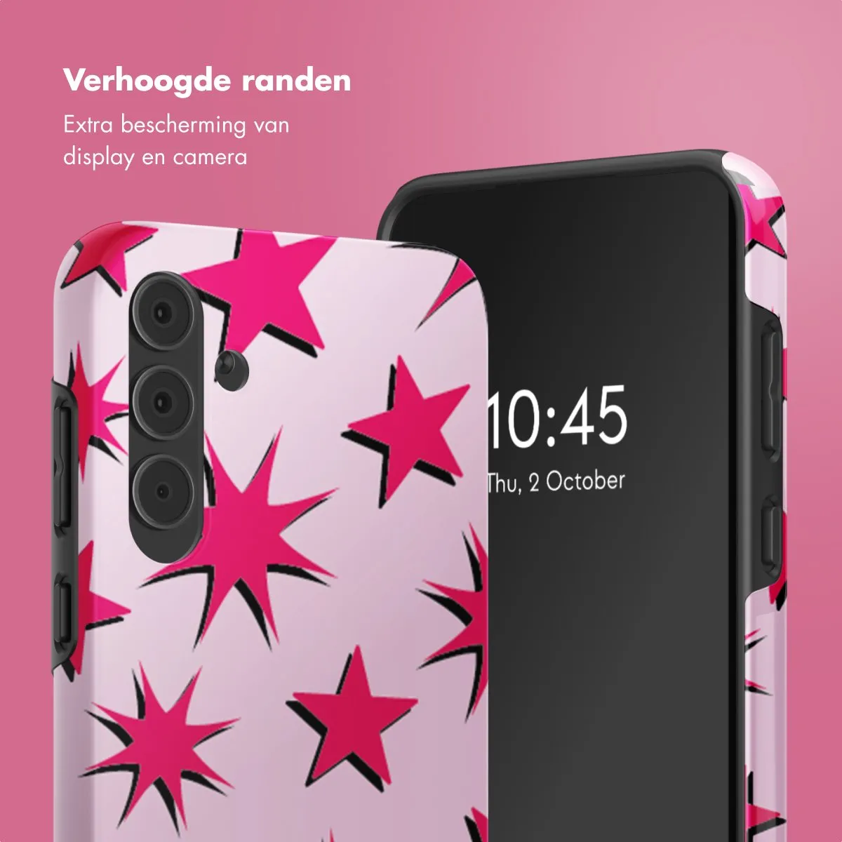 Selencia Hoesje Samsung Galaxy A55 - Stars Rubine Red Light Pink