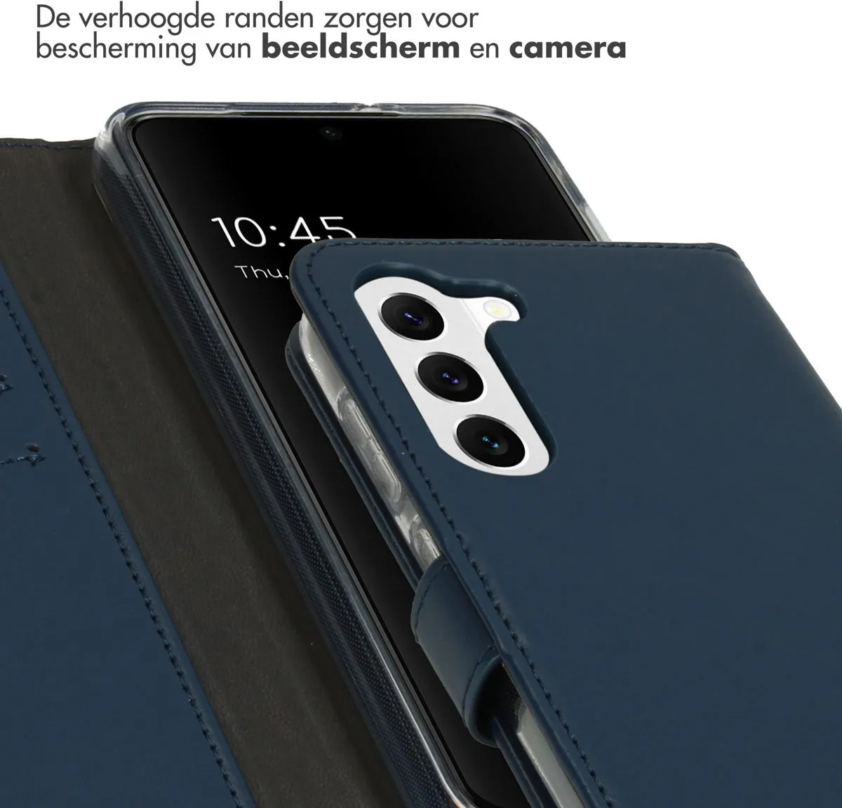 Selencia Hoesje Samsung Galaxy S23 - Echt Lederen Bookcase Blauw