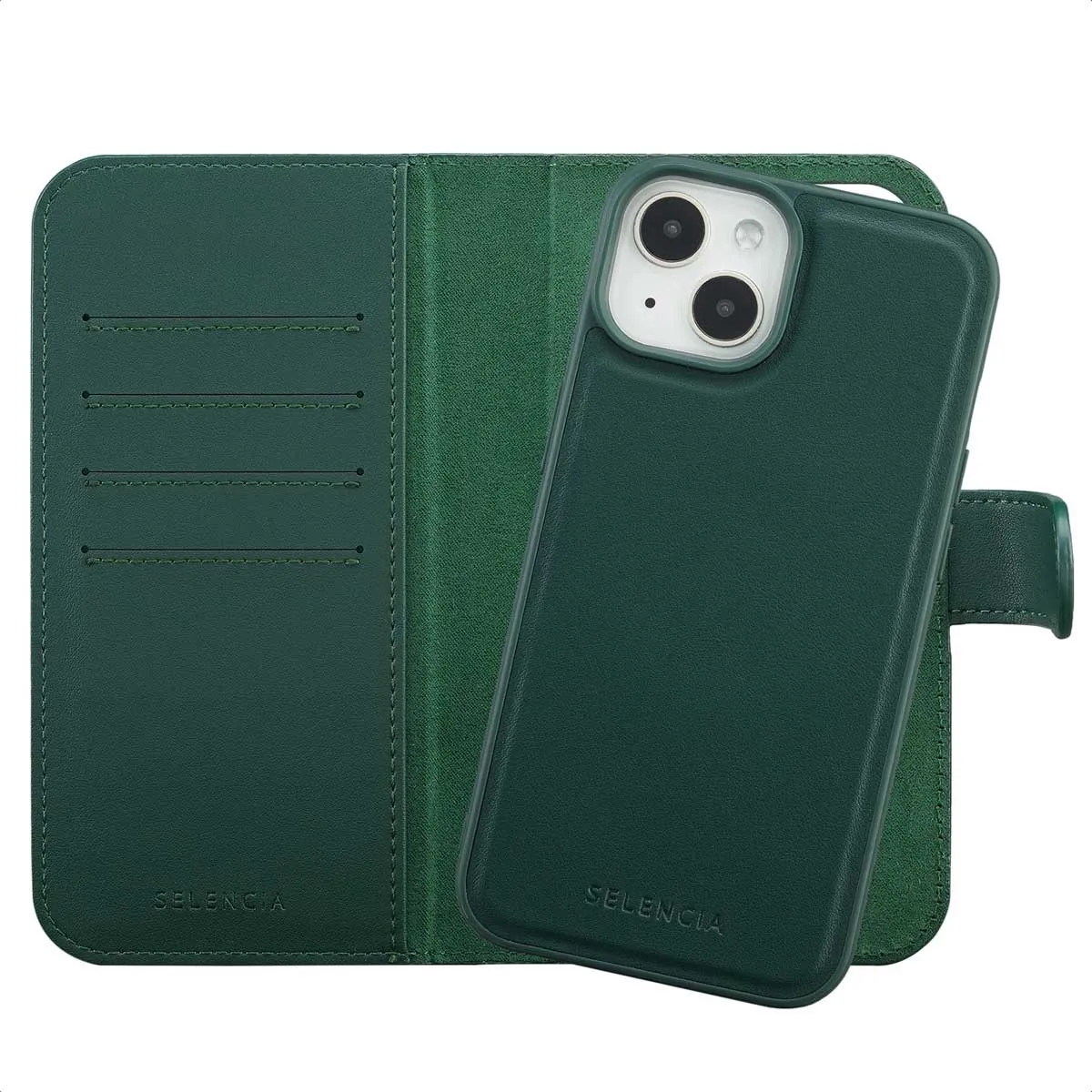 Selencia Hoesje iPhone 14/13 MagSafe Groen - 6 Pasjes