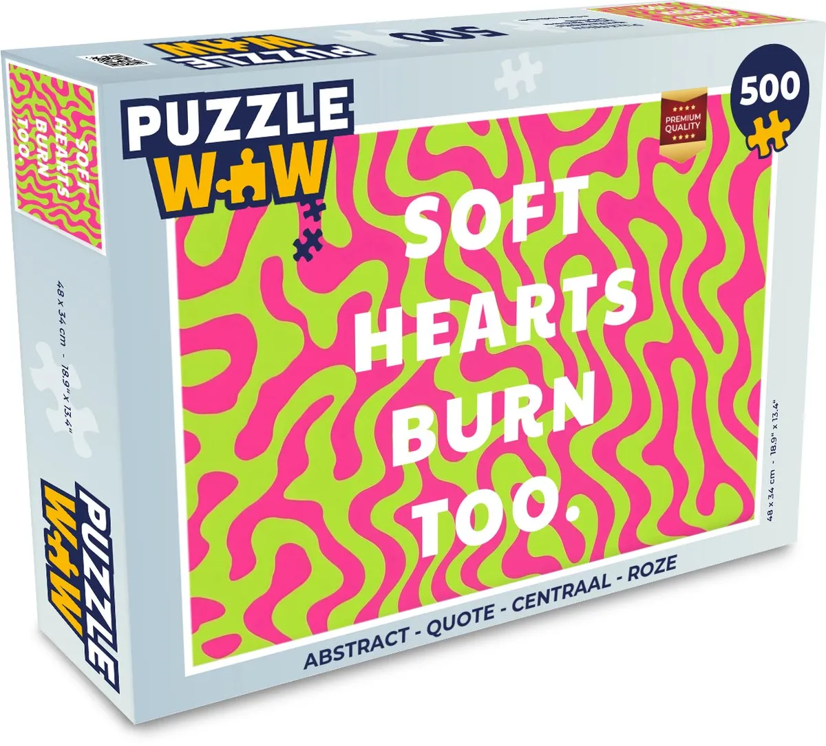 PuzzleWow Abstract Quote Centraal Legpuzzel 500 Stuks - Roze