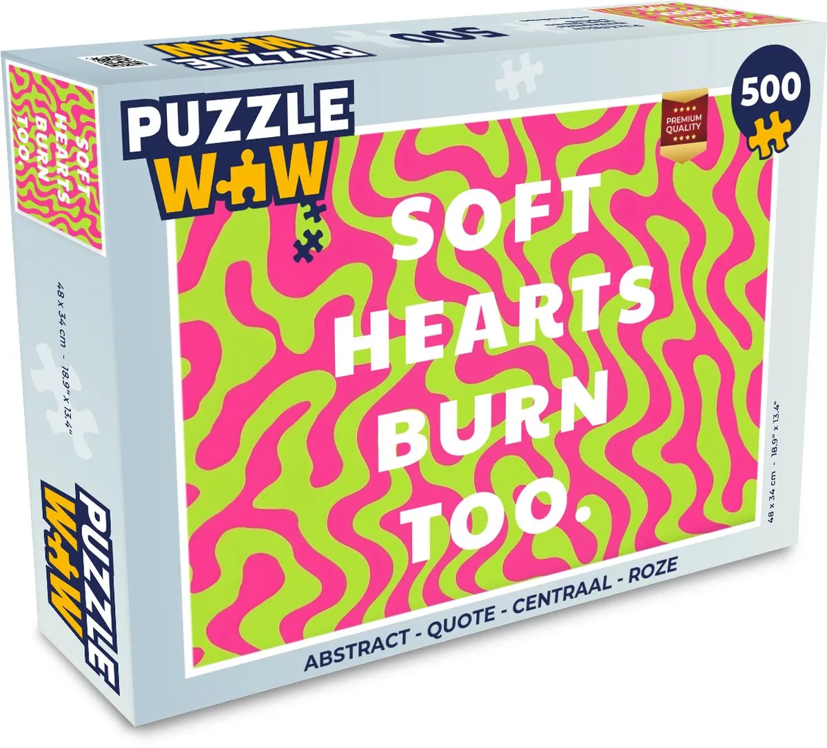PuzzleWow Abstract Quote Centraal Legpuzzel 500 Stuks - Roze