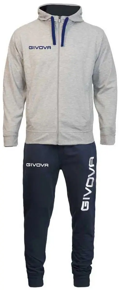 Givova King Cotone Terry Poker Trainingspak - S - Blauw/Grijs - afbeelding 2 van 2