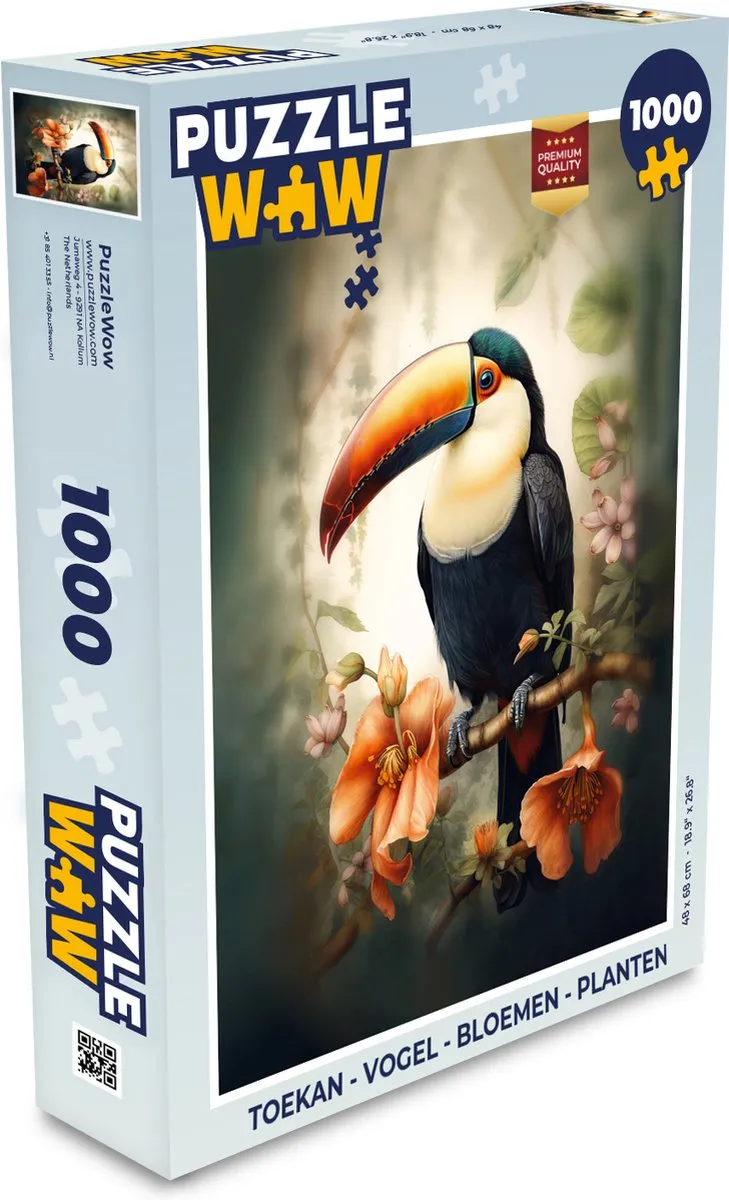 PuzzleWow Vogel Bloemen Planten Legpuzzel 1000 Stuks - Multicolor