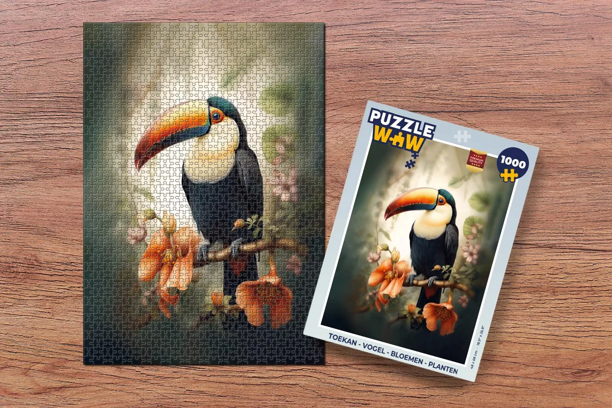 PuzzleWow Vogel Bloemen Planten Legpuzzel 1000 Stuks - Multicolor