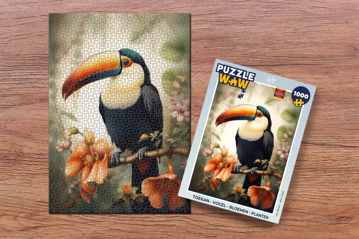 PuzzleWow Vogel Bloemen Planten Legpuzzel 1000 Stuks - Multicolor