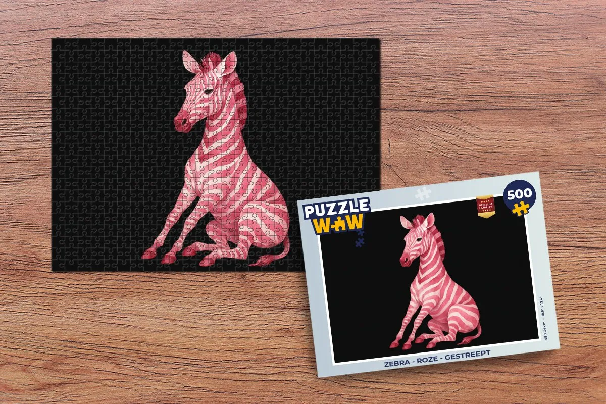 PuzzleWow Zebra Legpuzzel 500 Stuks - Roze