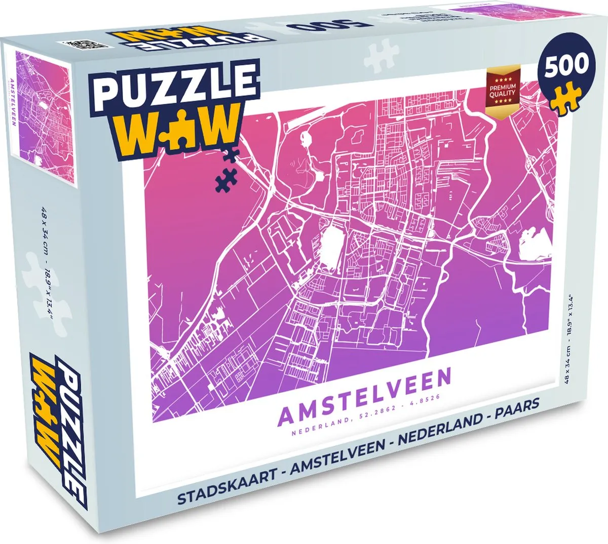 PuzzleWow Stadskaart Amstelveen Legpuzzel 500 Stuks