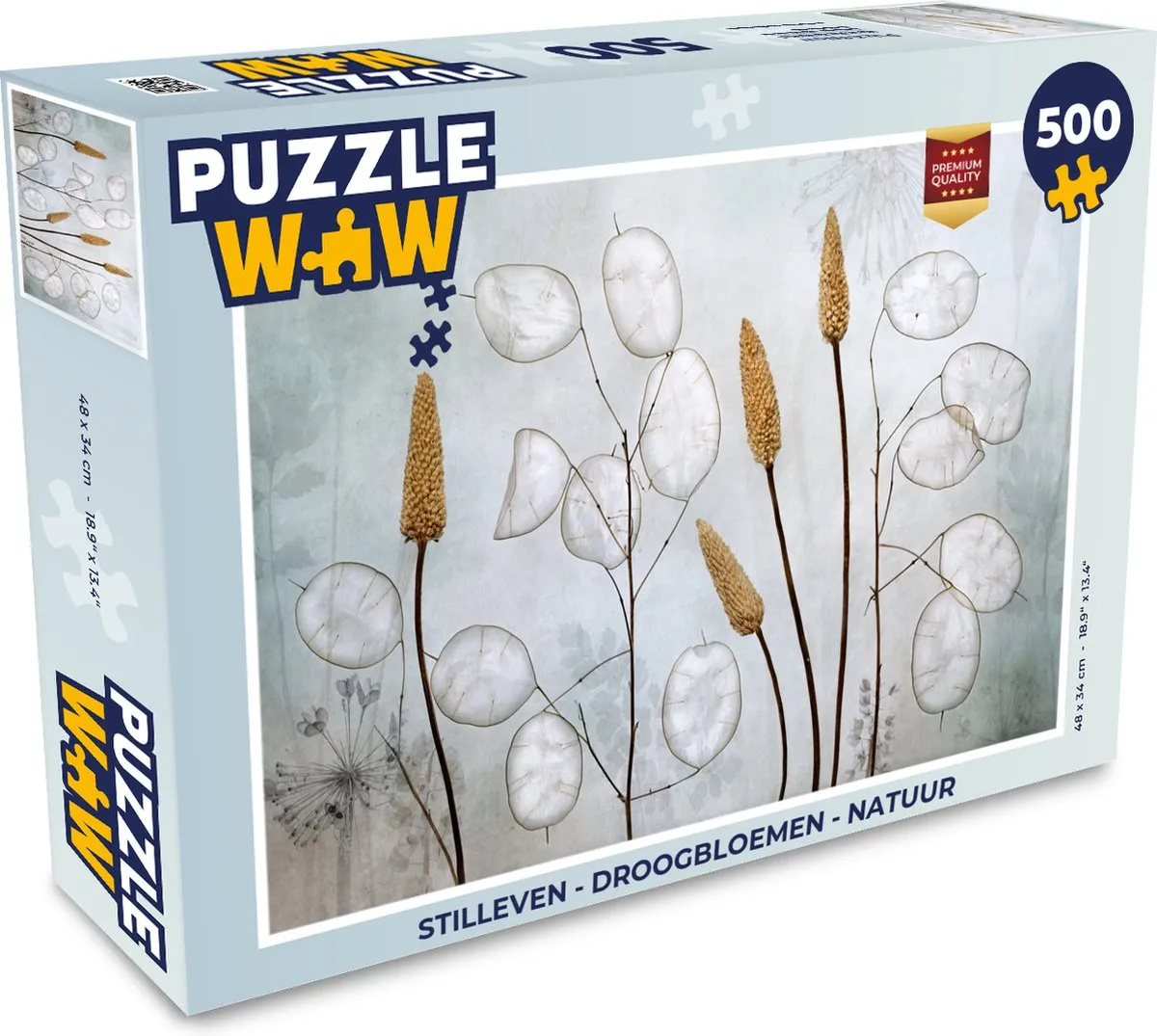 PuzzleWow Stilleven Droogbloemen Legpuzzel 500 Stuks - Multicolor