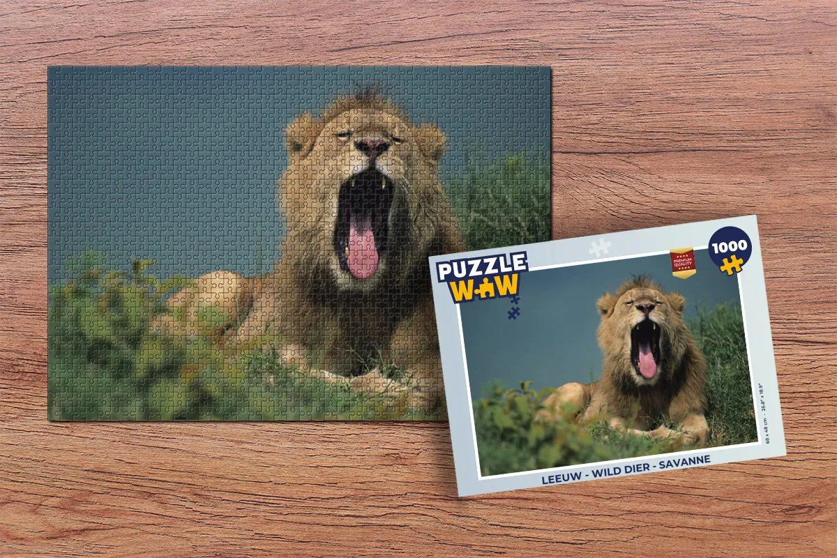 PuzzleWow Leeuw Savanne Legpuzzel 1000 Stuks - Multicolor