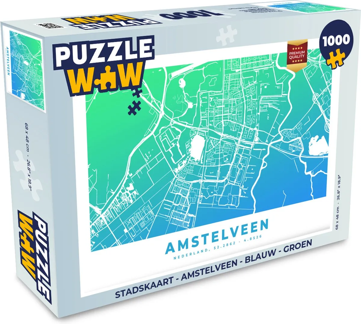 PuzzleWow Stadskaart Amstelveen Puzzel 1000 Stuks