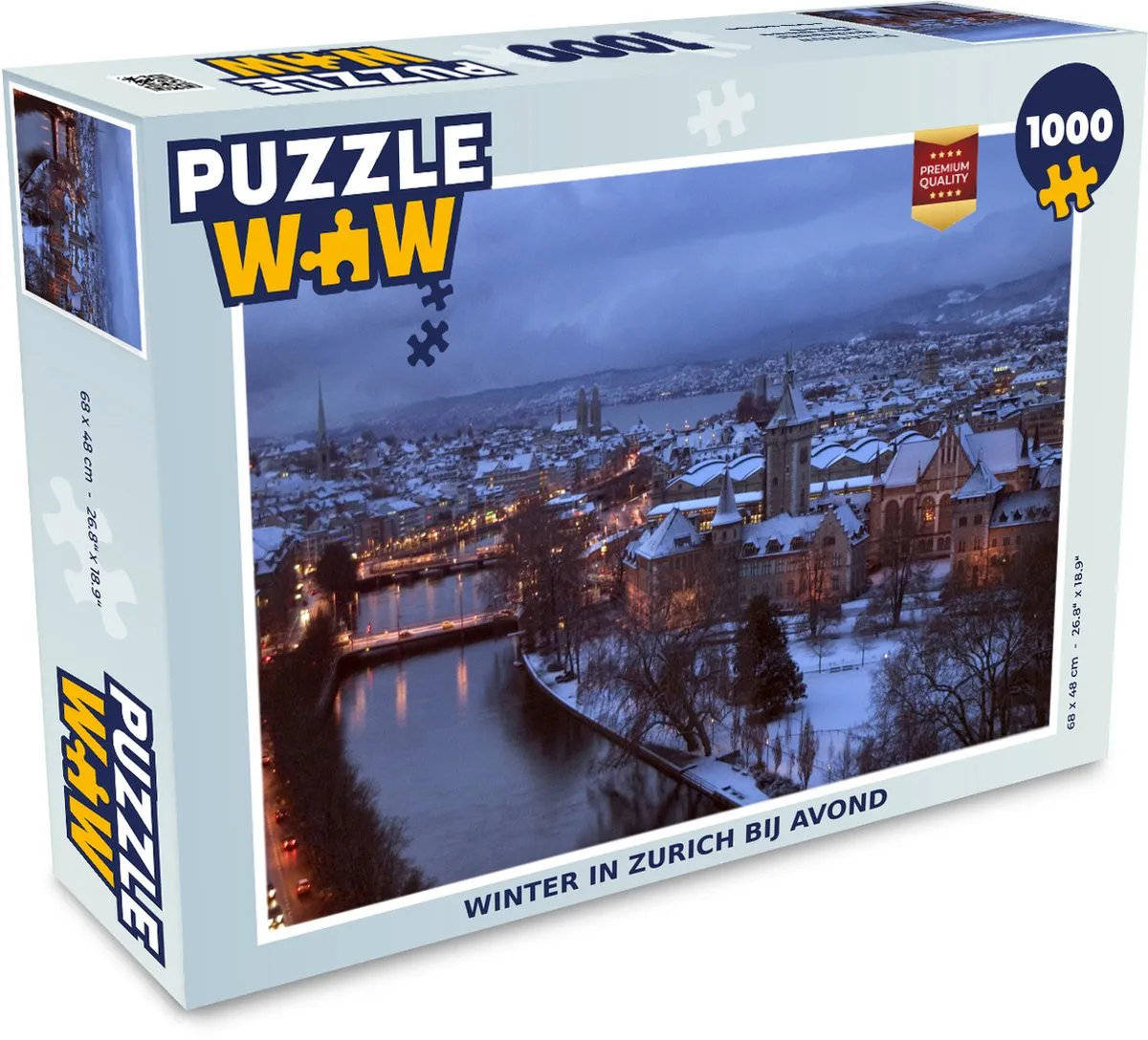 PuzzleWow Winter in Zurich Avond Legpuzzel 1000 Stuks
