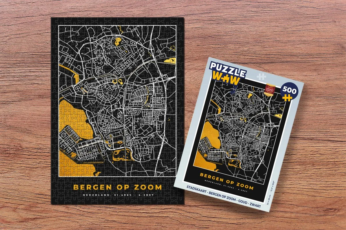PuzzleWow Bergen op Zoom Legpuzzel 500 Stuks - Goud/Zwart