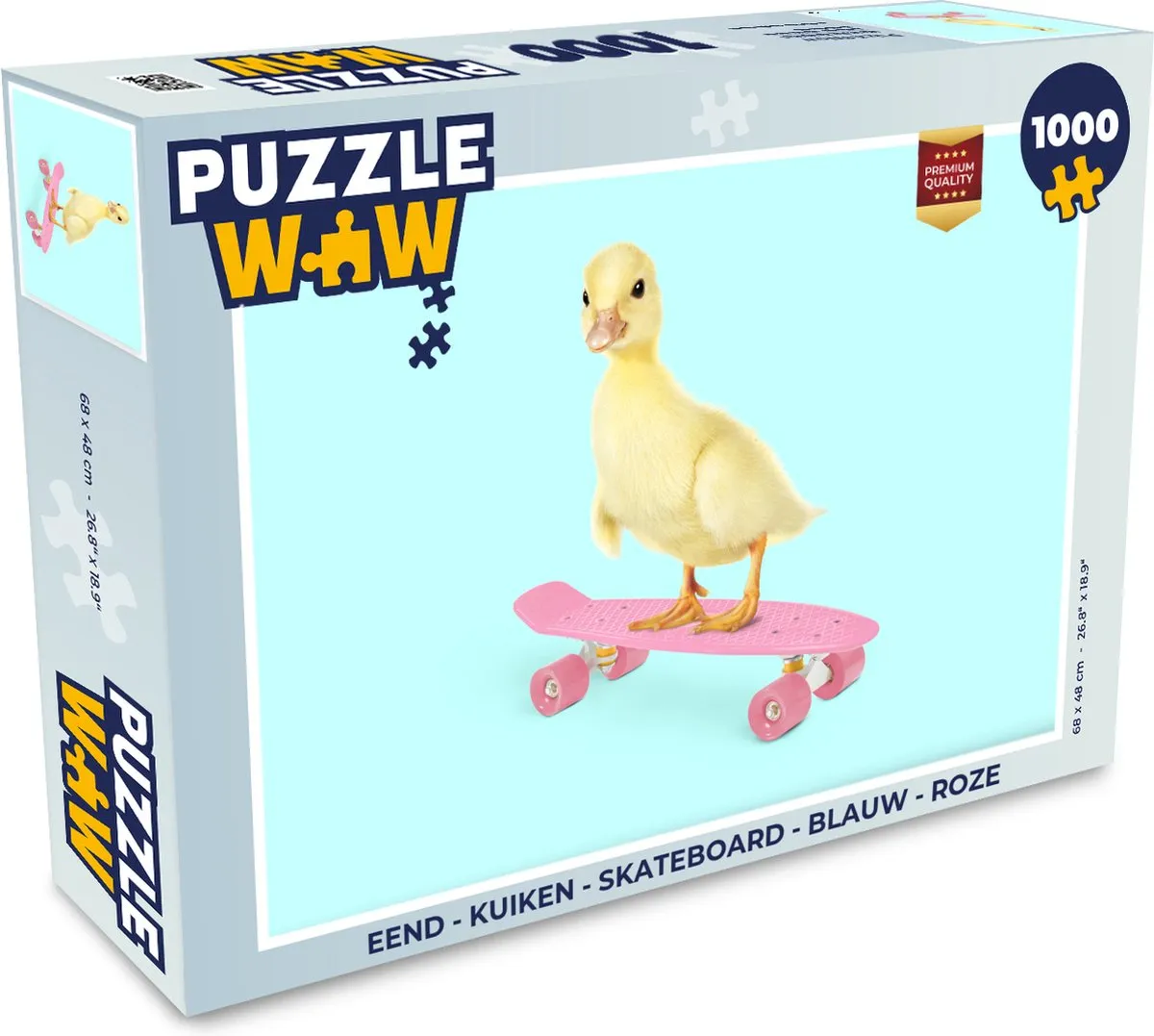 PuzzleWow Eend Kuiken Skateboard Legpuzzel 1000 Stuks - Multicolor
