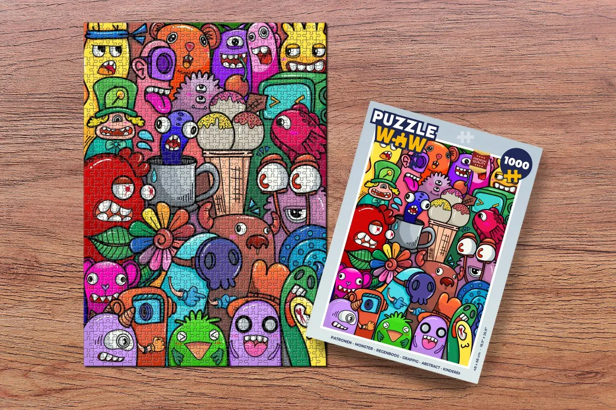 PuzzleWow Monster Regenboog Legpuzzel 1000 Stuks - Multicolor