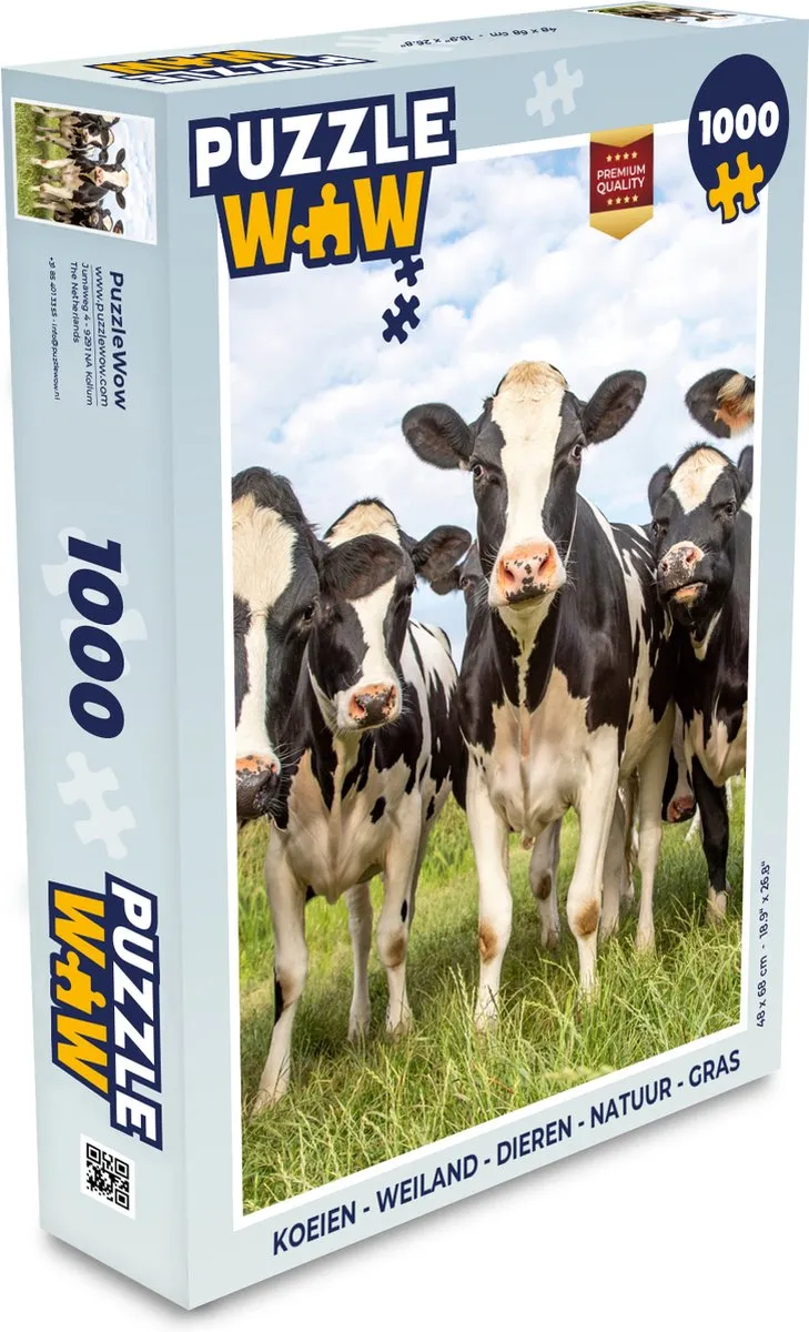 PuzzleWow Koeien Weiland Legpuzzel 1000 Stuks - Multicolor