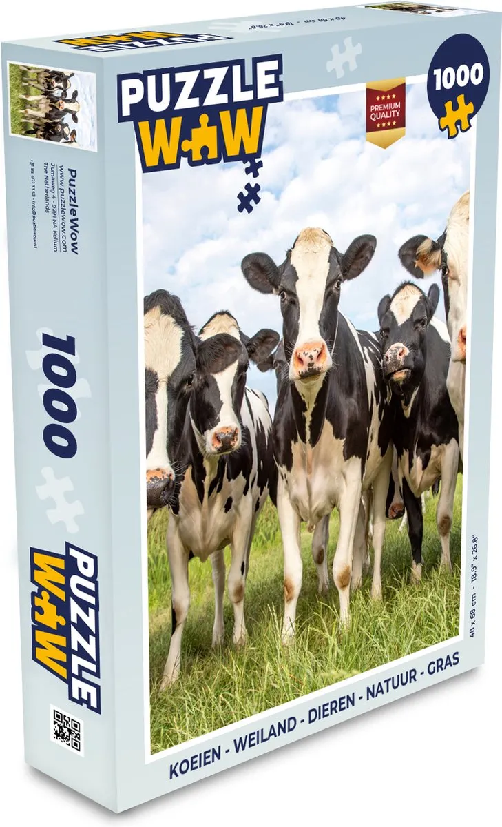 PuzzleWow Koeien Weiland Legpuzzel 1000 Stuks - Multicolor