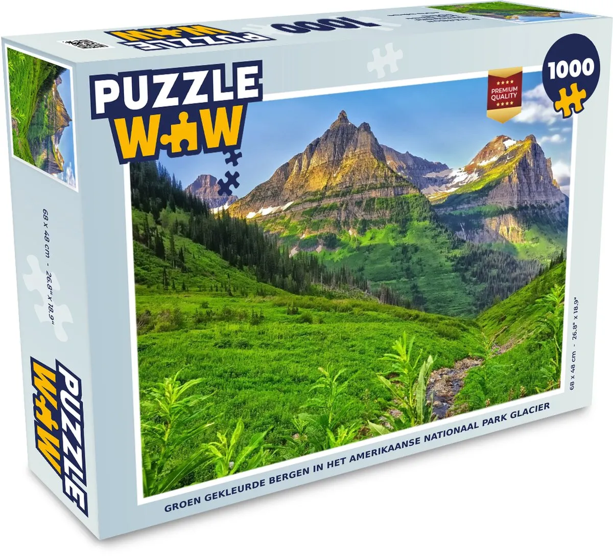 PuzzleWow Legpuzzel Groen gekleurde bergen Glacier 1000 Stuks