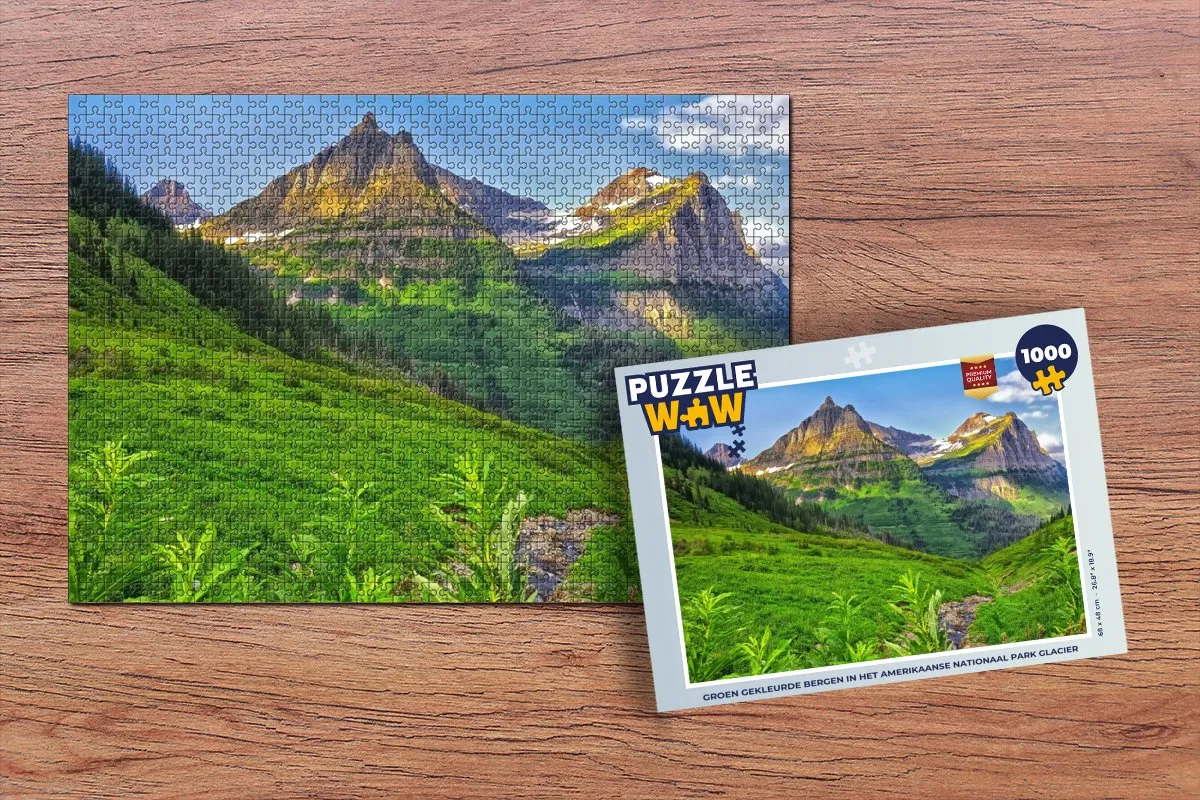 PuzzleWow Legpuzzel Groen gekleurde bergen Glacier 1000 Stuks - Multicolor