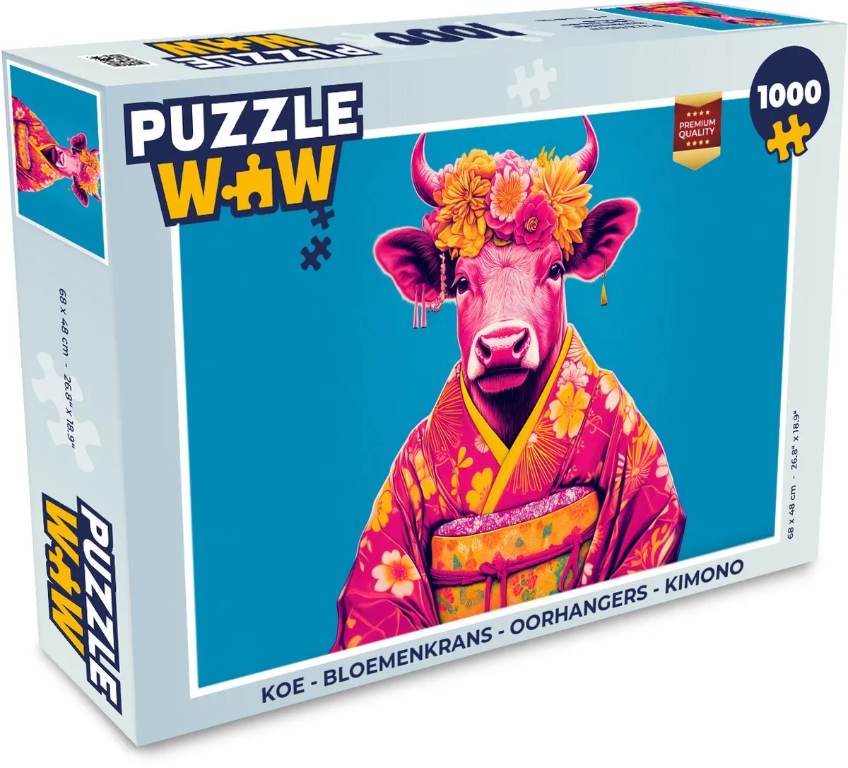 PuzzleWow Koe Bloemenkrans Legpuzzel 1000 Stuks - MPN 8721375316764