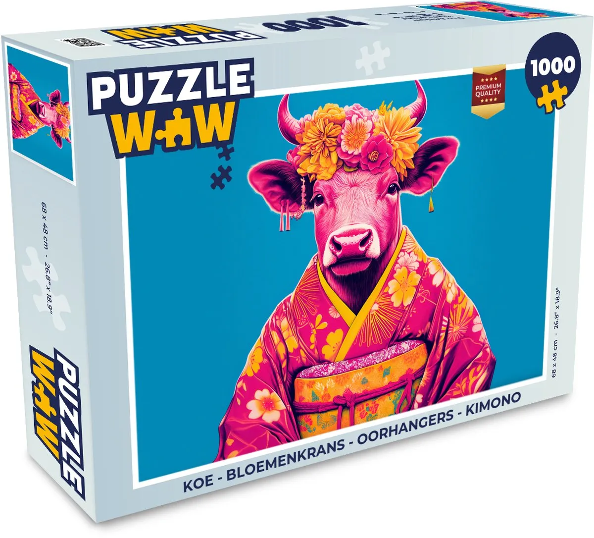 PuzzleWow Koe Bloemenkrans Legpuzzel 1000 Stuks - MPN 8721375316764