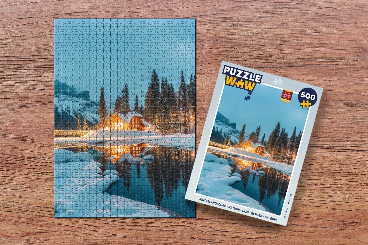 PuzzleWow Winterlandschap Legpuzzel 500 Stuks - Bergmeer