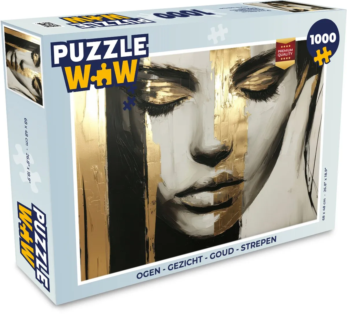 PuzzleWow Legpuzzel 1000 Stuks - Ogen & Gezicht Goud Strepen