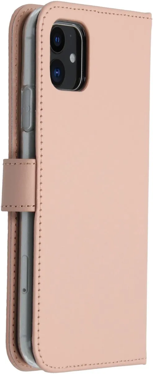 Selencia Hoesje iPhone 11 - Echt Lederen Bookcase Lichtroze