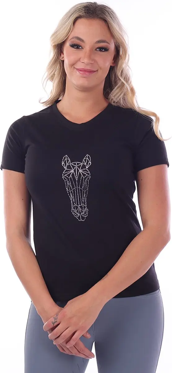 Epplejeck Ejglitter Horse Shirt - S - Zwart-zilver - afbeelding 3 van 5